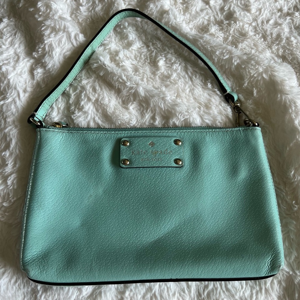 Kate Spade New York Mint Green Leather Wristlet Small Purse